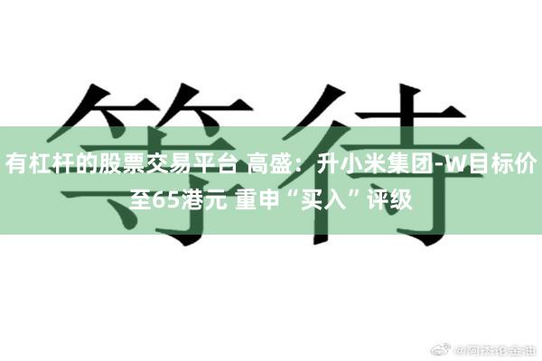 有杠杆的股票交易平台 高盛：升小米集团-W目标价至65港元 重申“买入”评级
