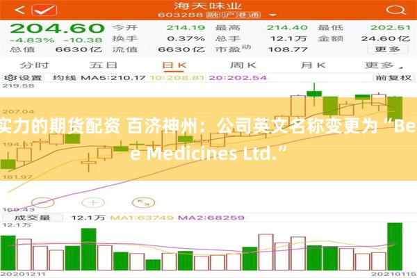有实力的期货配资 百济神州：公司英文名称变更为“BeOne Medicines Ltd.”