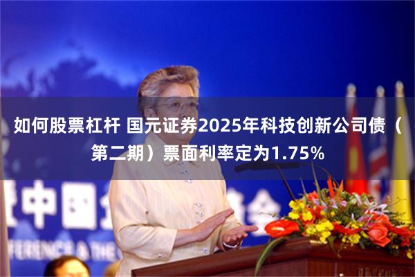 如何股票杠杆 国元证券2025年科技创新公司债（第二期）票面利率定为1.75%