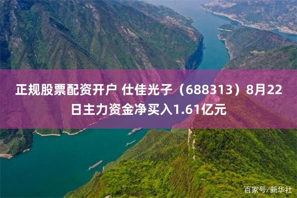 正规股票配资开户 仕佳光子（688313）8月22日主力资金净买入1.61亿元