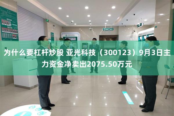 为什么要杠杆炒股 亚光科技（300123）9月3日主力资金净卖出2075.50万元
