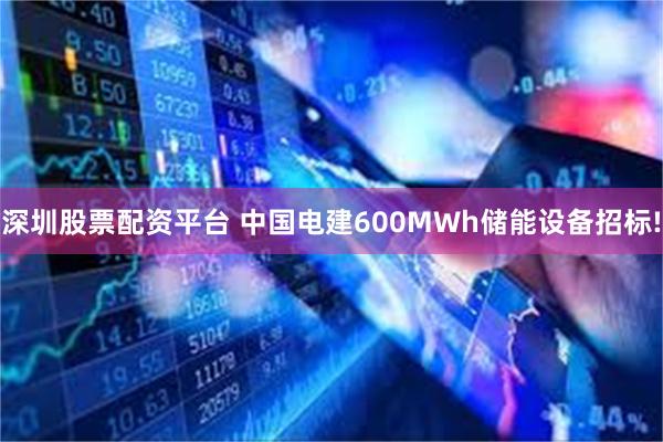深圳股票配资平台 中国电建600MWh储能设备招标!